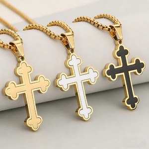 Pendentif Croix en Acier Inoxydable Plaqué Or 18K Anti-ternissement de Qualité Supérieure, Étanche et Anti-rouille, Collier Religieux, Bijou Minimaliste - Product Image 1