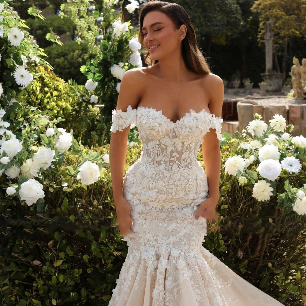 long sleeve elegant mermaid wedding dress Elegant Crepe Lace Sleeved Mermaid Bridal Gown Light Ivory / With Beading