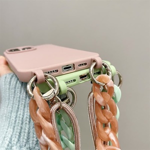 Lanière de chaîne <span class=keywords><strong>Portable</strong></span> pour iPhone 14 15 Pro Max étui en silicone pour iPhone 13 16 Pro Max sangle de cou bracelet étui Standard - Product Image 5