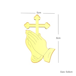 Cruz acrílica dorada con espejo para decoración de magdalenas, decoración para <span class=keywords><strong>bautizo</strong></span>, pasteles, Baby Shower, suministros para fiesta de primera comunión - Product Image 5