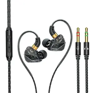 Çift 3.5mm kablolu oyun kulaklığı kulaklık mikrofon ve ses kulak içi bilgisayar masaüstü cep telefonu 3.5mm kablolu kulaklık