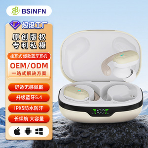 BSiNFn Hang Ear Wireless <b>Bluetooth</b> Earphones IPX5 Waterproof With Dual Mics For Sports - Product Image 1