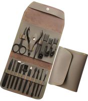 Ensemble de coupe-ongles en acier inoxydable luxueux de 16 pièces avec poignée en caoutchouc, outils de manucure et de pédicure - Kit professionnel portable