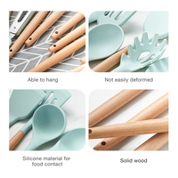 Ensemble d'ustensiles de cuisine écologiques et durables de 12 pièces avec des outils de cuisson en silicone pour une utilisation à la maison