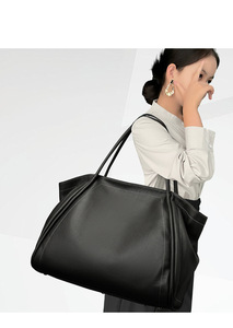 Sac à bandoulière décontracté tendance, grande capacité, en cuir véritable, sacs fourre-tout pour femmes, fabrication de grands sacs à main - Product Image 2