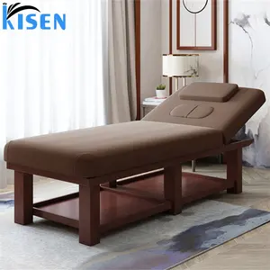 Salon Furniture Multifunctional Massage Bed Facial Massage Tables Foldable Bed Spa Body Wooden Beauty Coffee Color CE 1 Set