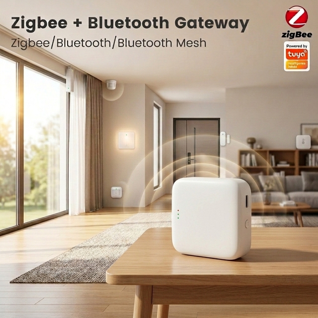 Zigbee Multi-Mode Gateway 2 in 1 Smart Hub 128 BT Mesh 50 Zigbee DevicesAutomation Tuya Smart Life APP DC 5V White