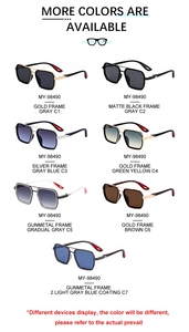 Gafas de Sol Partagas al por Mayor, Diseñ<span class=keywords><strong>o</strong></span> de Moda, Logotipo Personalizado, Montura Metálica Cuadrada con Bisagras de Resorte, Doble Puente, Protección UV400 para Hombre - Product Image 6