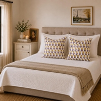 Housse de coussin décorative en coton 100% à imprimé botanique jaune et violet pour canapé, chambre et maison