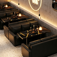 Canapé de banquet commercial de luxe léger, table à manger en cuir et marbre, mobilier moderne pour restaurant, salon, club, bar