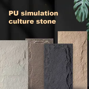 Revêtement en pierre Pu Panneaux muraux en pierre décoratifs légers Pu Stone Briques d'extérieur blanches