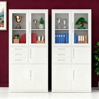 Armoire de classement en acier multi-sections à 3 tiroirs avec porte vitrée, verrouillable, en métal, pour bureau, vente en gros, fabriquée en Chine