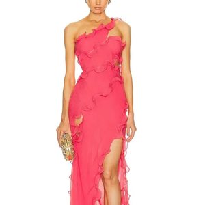 Vestido de playa de chifón con un solo hombro, volantes, abertura lateral asimétrica, elegante vestido de fiesta sin mangas, vestido largo para mujer - Product Image 4