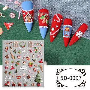 Nuevas pegatinas navideñas 5D para uñas, calcomanías autoadhesivas en relieve para decoración de uñas, decoración festiva para salón de manicura, venta al por mayor - Product Image 6