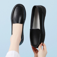Chaussures de travail médicales pour femmes, en cuir véritable, antidérapantes, légères, pour infirmières et médecins, noir et blanc, pointures 34-42