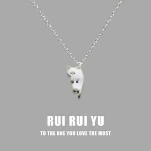 Cadena Figaro de Acero Inoxidable para Mujer, Chapada en Oro y Rodio, con Diseño de Gato, Material de Aleación de Titanio, Perla de Moda - Product Image 2