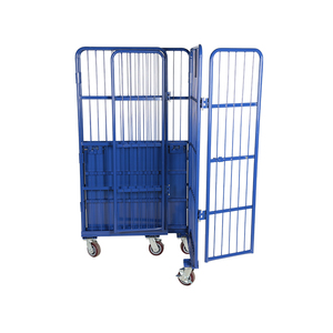 Cage de stockage industriel pliable, filet en fil métallique, chariot de sécurité, roulage - Product Image 6