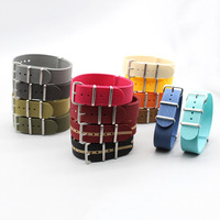Bracelets de montre en nylon côtelé couleur bordeaux vintage, tissés rayés, en tissu monobloc, 18mm 20mm 22mm, double boucle