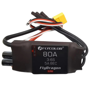 FLYCOLOR 80A ブラシレス ESC <span class=keywords><strong>3</strong></span>-6S LiPo 5A 調整可能な BEC XT60 <span class=keywords><strong>3</strong></span>.5mm プラグ付き RC ドローン飛行機用 - Product Image 1