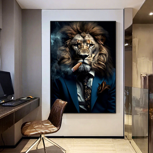 Stampa su Tela Astratta Leone Fumante, Arte Murale Moderna con Animali per Arredamento Aziendale e Fabbriche, Vendita all'Ingrosso - Product Image 2