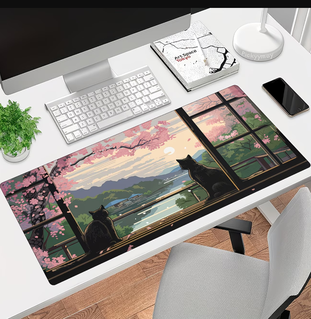 Molan Strawberry Jam Desk Mat - Cute Kawaii Bunny Large Extended Mouse Pad for Home Office & Anime Fans