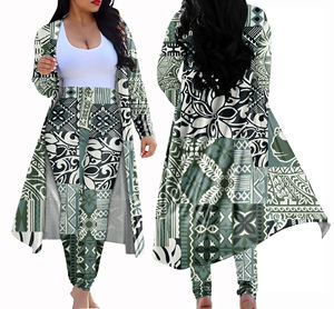 Frühling & Herbst Frauen Leggings Polynesian Plume ria Flower 2 Stück Set Damen Hosen & Hosen und Bestseller Cropped Cardigan - Product Image 5