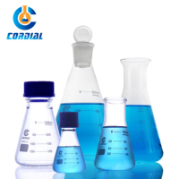 CORDIAL 50-2000ml Flask Kerucut/Erlenmeyer Mulut Lebar/Sempit dengan Tutup Sekrup/Stopper untuk Penggunaan Laboratorium