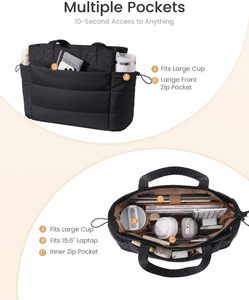 Bolso Tote LOVEVOOK de PU para Mujer con Bolsillo <span class=keywords><strong>Gigante</strong></span> para Vaso, Acolchado, para Trabajo, Viajes, Portátil, con Cierre - Product Image 3
