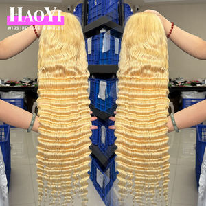 Perruques en dentelle HD Raw 613, cheveux humains bruts, dentelle frontale, blonde 613, vague profonde, perruque brésilienne, sans colle, dentelle complète 13X6 HD - Product Image 1