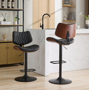 Modern Counter Height Swivel Tall <b>Bar</b> <b>Stools</b> Set of <b>2</b> 360 Degree Rotate Black Leather Easy-to-Assemble Adjustable for Dining - Product Image 4