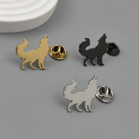 Broche Loup en Acier Inoxydable, Épingle de Revers Loup Creux aux Gueullements, Badge Animal pour Vêtements et Sac à Dos