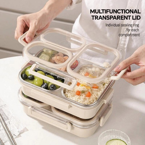 304 Stainless Steel Bento <b>Lunch</b> <b>Box</b> Leakproof Insulated Food Container with Lid Portable Rectangular Meal <b>Box</b> for Office <b>School</b> - Product Image 2