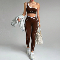 Conjunto Deportivo para Mujer de 2 Piezas, Estilo Seamless, Elástico, con Detalles de Ribete, para Yoga, Danza, Ropa Deportiva, Moda Urbana