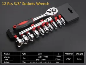 Portable Small Quick Reverse Torque Ratchet Handle Adjustable Wrench Socket Set