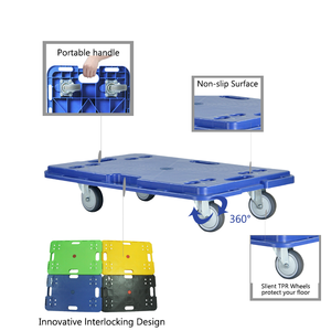 Vehículos de transporte de Carga 100kgs 600*400mm pista enclavamiento móvil <span class=keywords><strong>Dolly</strong></span> conectable plástico <span class=keywords><strong>Dolly</strong></span> azul TPR - Product Image 3