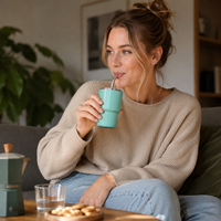Gobelet isotherme portable en acier inoxydable 304 de 3 oz avec logo personnalisé, pour expresso, café, spiritueux et liqueurs, avec paille et couvercle