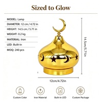 Lanterne à vent LED en fer électroplaqué couleur personnalisée, motif lune et étoile, style arabe, pour Ramadan/Eid, lumière d'ambiance de bureau, décoration de table à domicile
