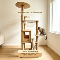 Arbre à chat multi-niveaux de 110 cm, Maisonnette pour chat en bois avec capsule spatiale individuelle, Poteau à gratter en sisal, Meuble pour chat, OEM ODM