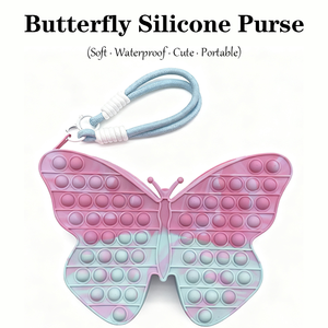 In Stock Fast Shipping Butterfly Silicone Wrist Purse Soft Durable <b>Bag</b> Custom Logo Free Strap Gift for FBA Online Store Sale - Product Image 1