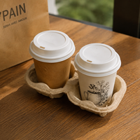 Support de tasses en papier kraft non imprimé pour quatre tasses, pliable et robuste, pour vente en gros, idéal pour les boissons à emporter et le thé au lait