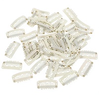 50 pinces à cheveux en métal en forme de U à 6 dents, petits peignes pour perruques, accessoires pour extensions de cheveux DIY pour femmes (Beige)