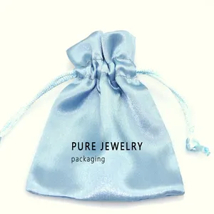 Small Jewellery Earring Gift Chinese Drawstring Bag Packaging Custom Silk Jewelry Pouch With Logo