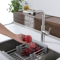 Vente chaude mitigeur cascade robinet de cuisine nickel brossé robinets d'évier chaud et froid robinets de cuisine mitigeur