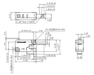 Unionwell 2pin 3pin 5A 10A 16A 22A 26A 250VAC 25t125 lò vi sóng điện tử micro thiết bị chuyển mạch nhà sản xuất - Product Image 3