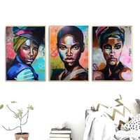 Impression sur toile de portrait de femme, décoration murale pour bureau, maison, art africain abstrait, toile d'art africain multi-filles