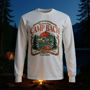 Camiseta de Manga Larga Camp Bach para Despedida de Soltera 2025, Equipo de la Novia, Diseño Vintage para Camping - Product Image 3