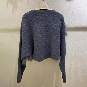 Frühling Herbst Eleganter Pullover aus weicher Wolle Einfarbiger Strick pullover aus echtem Fuchs pelz für Frauen - Product Image 2