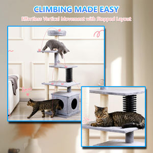 "Grey" طويل القامة كلاسيكي حديث لخدش القطط داخل المنزل مع فرشاة تنظيف جثم مصنوعة من الخشب والسيزال كرتون معبأ - Product Image 5