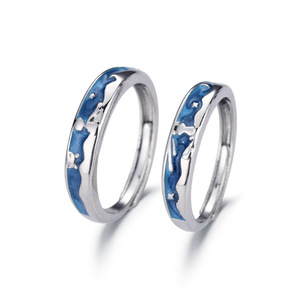 The Little Prince And Fox Couple Ring Star Enamel Unisex Zinc Alloy Gift Jewelry - Product Image 5
