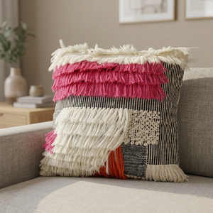 Taie d'oreiller vintage en coton et laine, motif Kilim, écologique, faite à la main, 50x50, tissée pour la décoration de la maison, de la chambre et des hôtels - Product Image 2